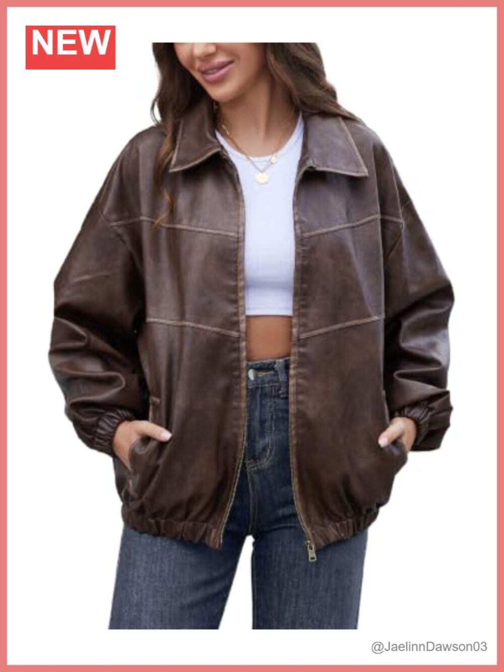 Oversized Faux Leather Jacket Women's Vintage Motorcycle Coat Y2K